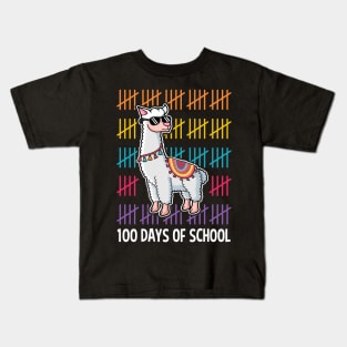 Llama Happy 100 Days Of School Students Teacher Kids T-Shirt